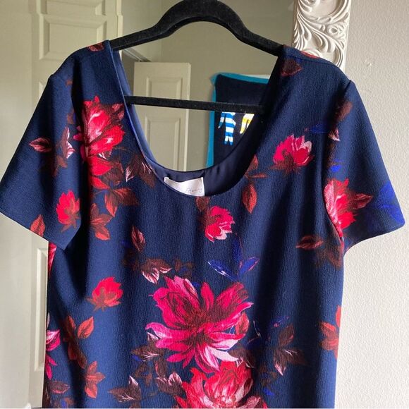 Charles Henry Women’s navy floral short sleeve shift dress size large NWT! 😍 - Picture 9 of 10